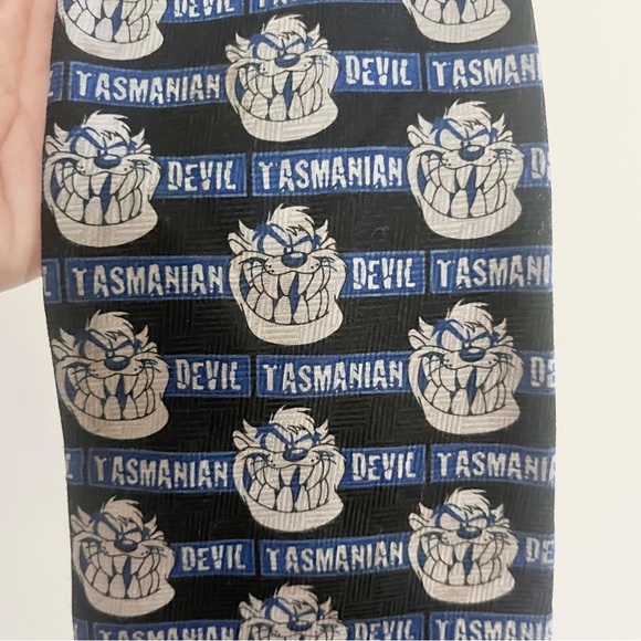 Tasmanian Devil Black Blue Graphic Tie 100% Polyester Men’s One Size - Picture 5 of 5